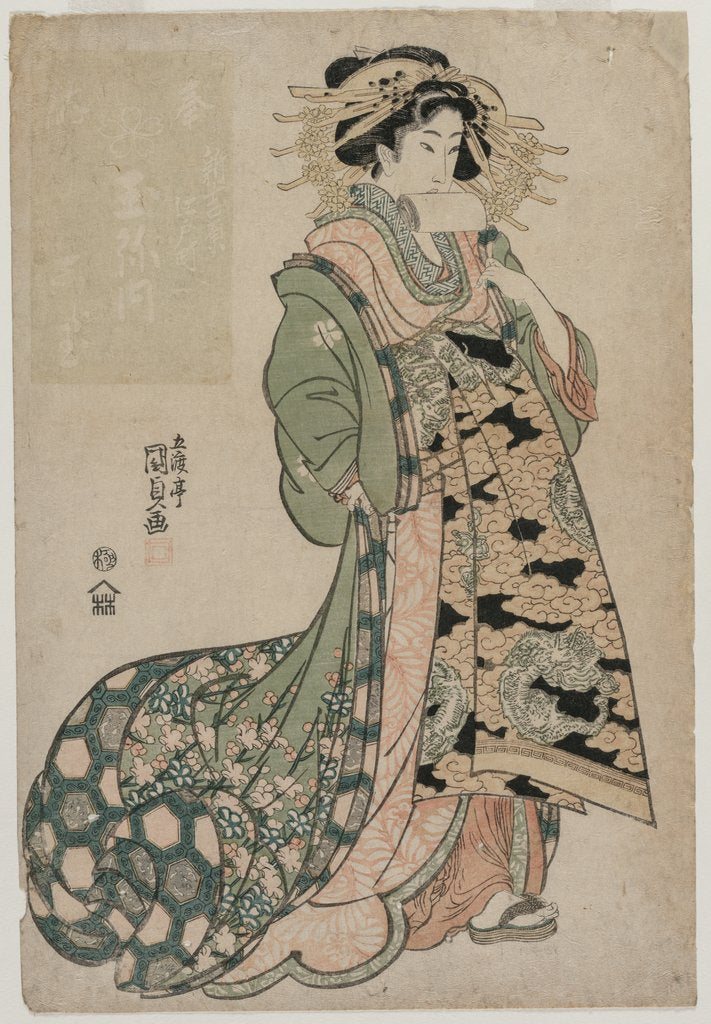 Detail of The Courtesan Shiratama of the Tamaya, c. early 1810s by Utagawa Kunisada