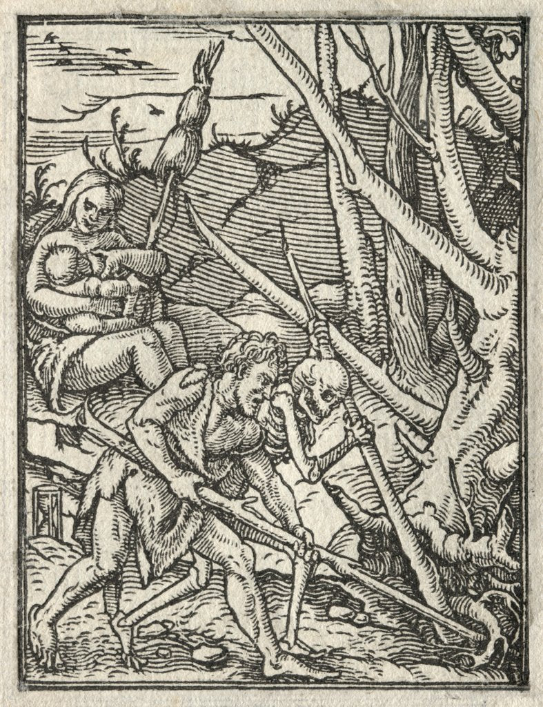 Detail of The Dance of Death: Expulsion from Paradise; Adam Cultivating the Ground by Hans Holbein