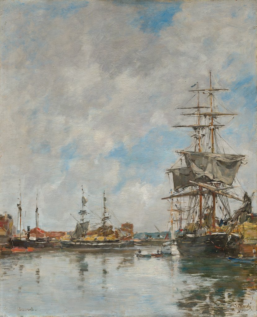 Detail of The Dock of Deauville, 1891 by Eugène Boudin
