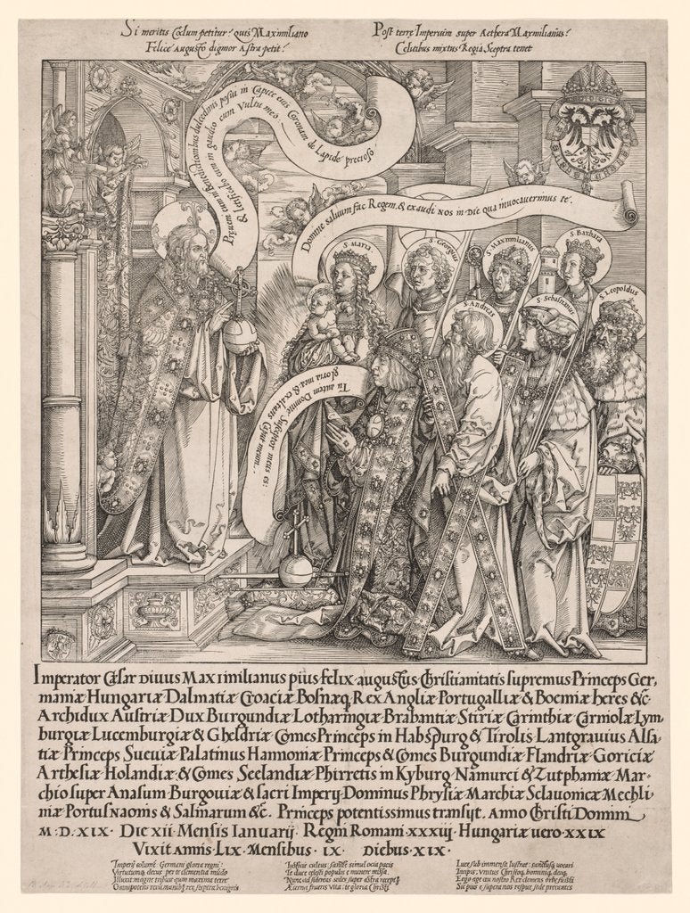 Detail of The Emperor Maximilian Presented by His Patron Saints to the Almighty, 1519 by Hans Springinklee