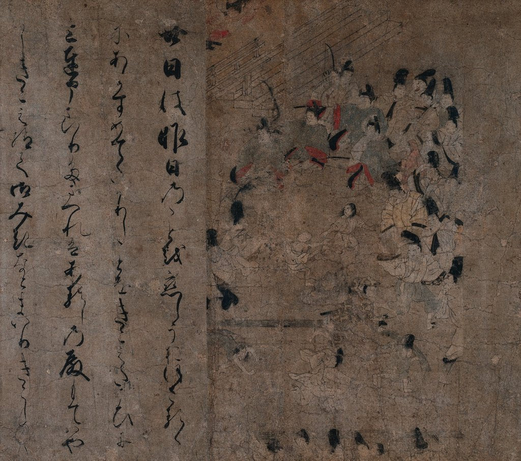 Detail of The Emperor's Attendance at the Horse Race: Episode from the Tale of Eiga, c. 1200 by Unknown