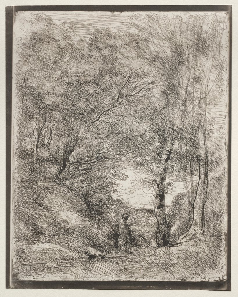 Detail of The Gardens of Horace, original impression 1855, printed in 1921 by Jean Baptiste Camille Corot