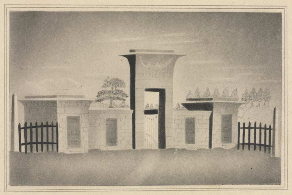 Detail of The Gateway of Mount Auburn, near Boston by Mary Altha Nims