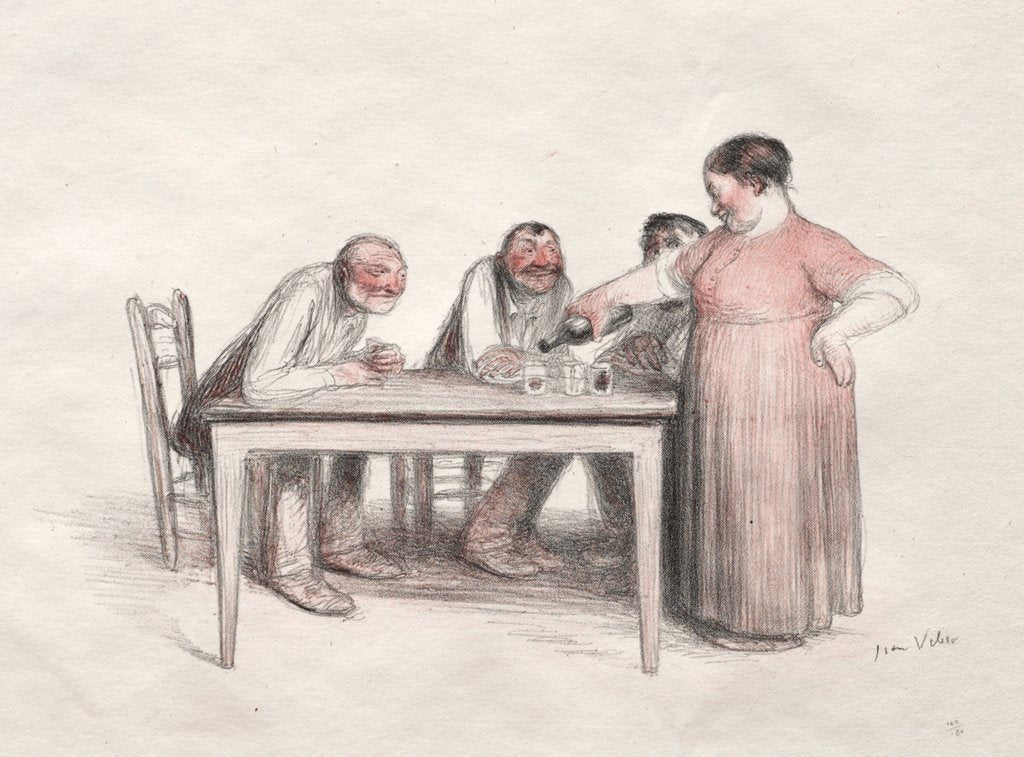Detail of The Glass of Wine by Jean Veber
