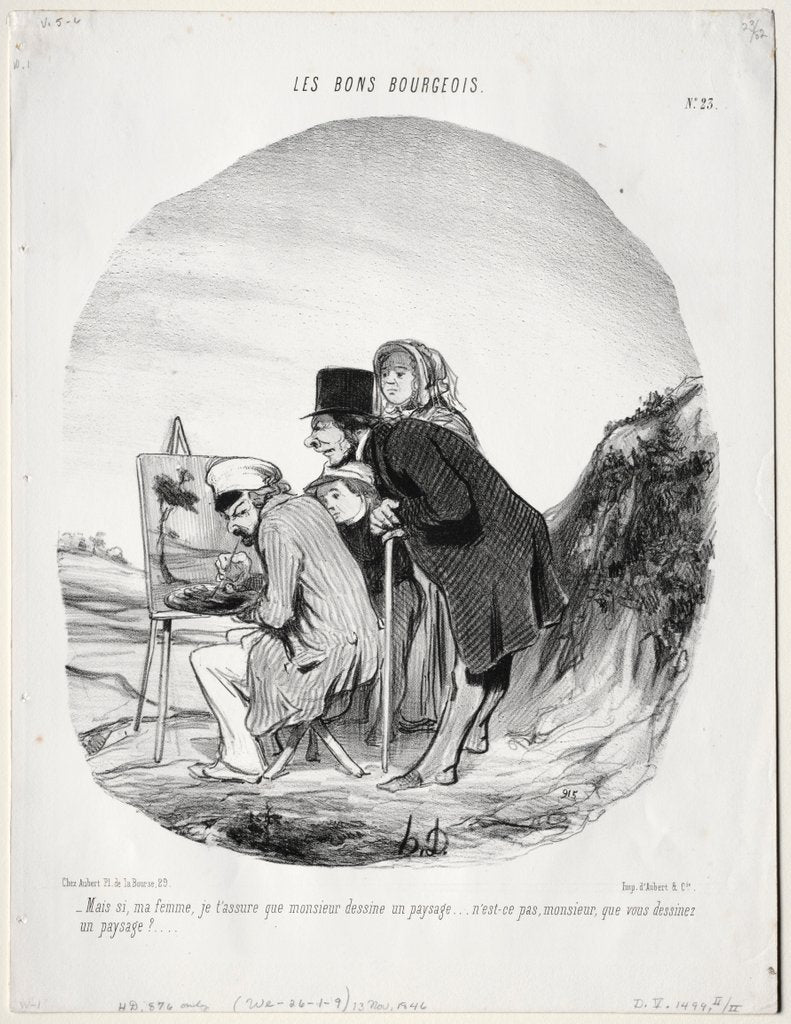 Detail of The Good Bourgeois, Plate 23: 'But yes, my dear, I assure you that this gentleman is drawing…, 184 by Honoré Daumier