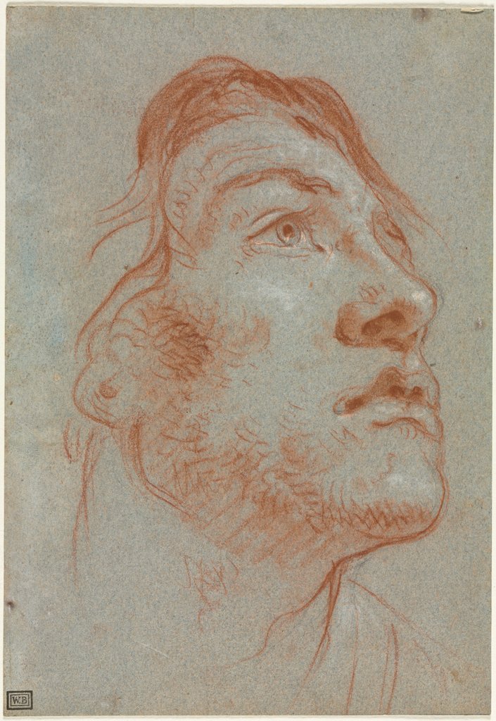 Detail of The Head of a Young Man Looking Upwards to the Right, before 1752 by Giovanni Battista Tiepolo