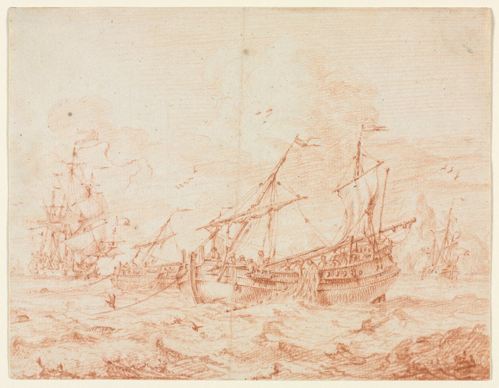 Detail of The Herring Bark, first third 1700s by Sieuwert van der Meulen