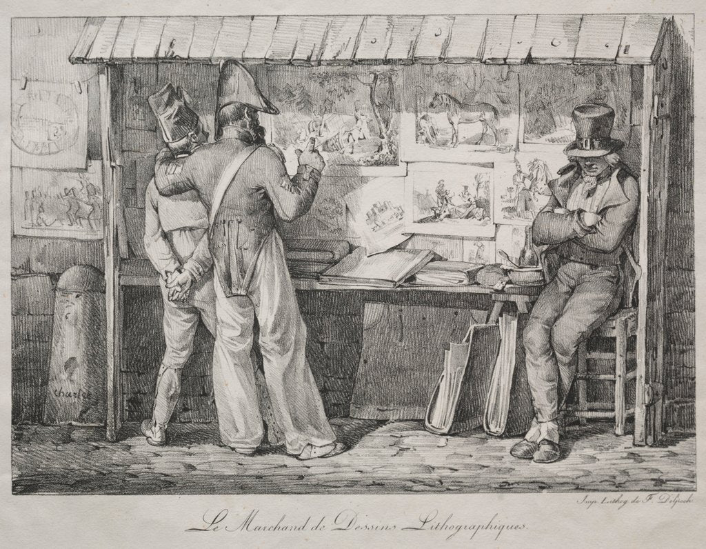 Detail of The Lithograph Dealer by Nicolas Toussaint Charlet