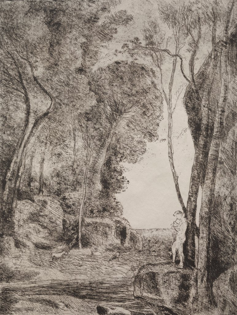 Detail of The Little Shepherd, original impression 1855, printed in 1921 by Jean Baptiste Camille Corot