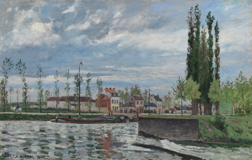 Detail of The Lock at Pontoise, 1872 by Camille Pissarro