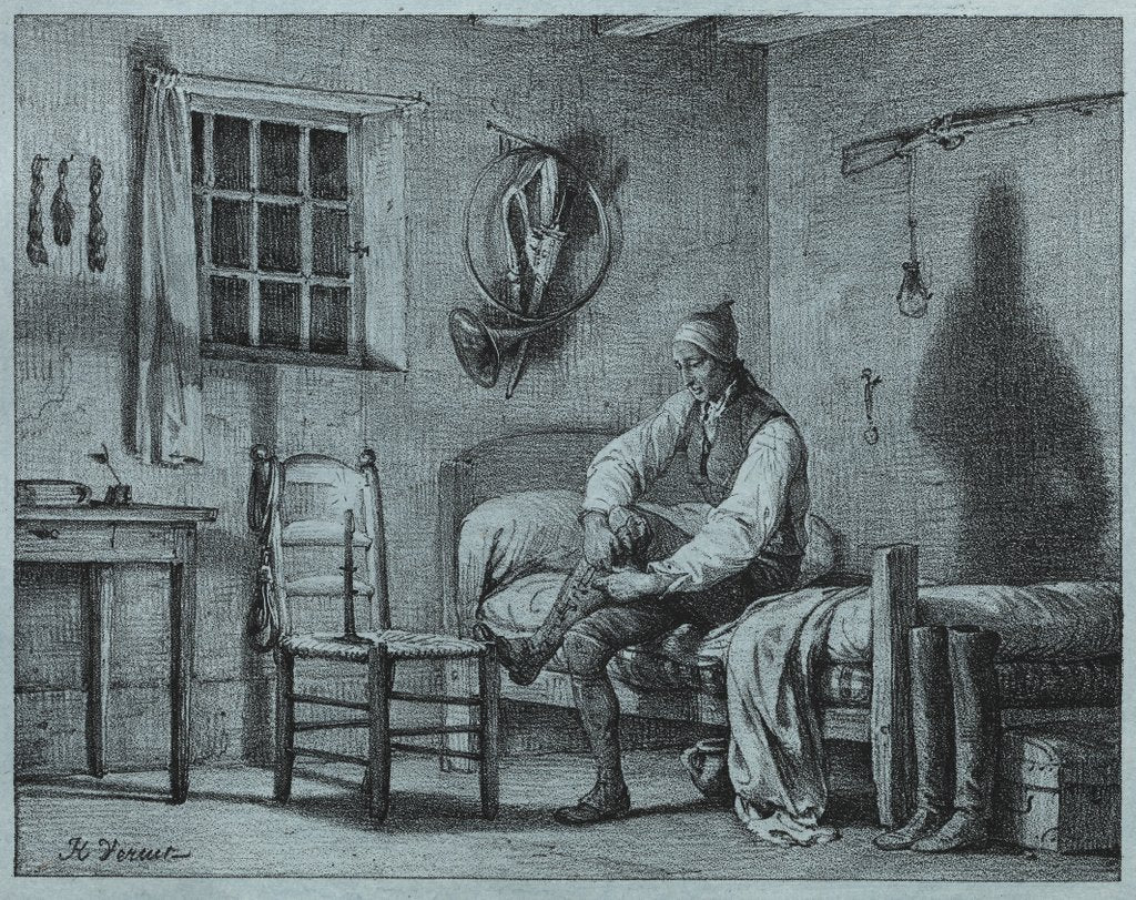 Detail of The Man-Servant of Limier Rising from Bed, c. 1818 by Horace Vernet