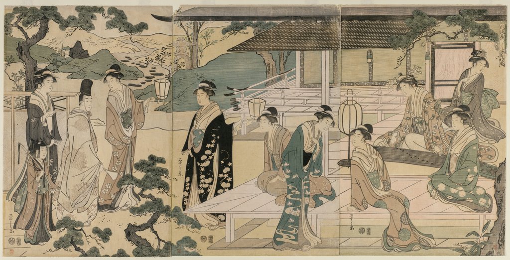 Detail of The Matsukaze Chapter of the Tale of Genji (from the series The Tale of Genji?, c. 1791 by Ch?bunsai Eishi