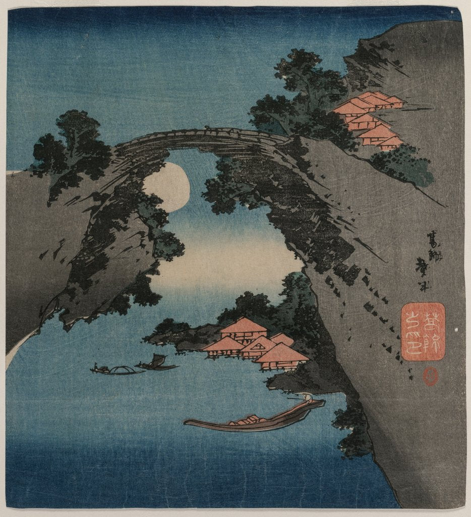 Detail of The Monkey Bridge, early 1830s by Katsushika Taito II