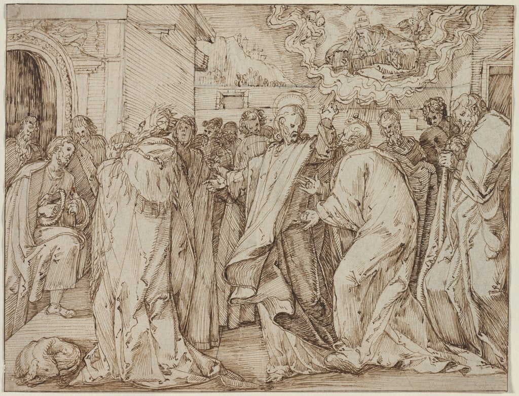Detail of The Parable of the Tribute Money, c. 1580/1600 by Master of the Egmont Albums