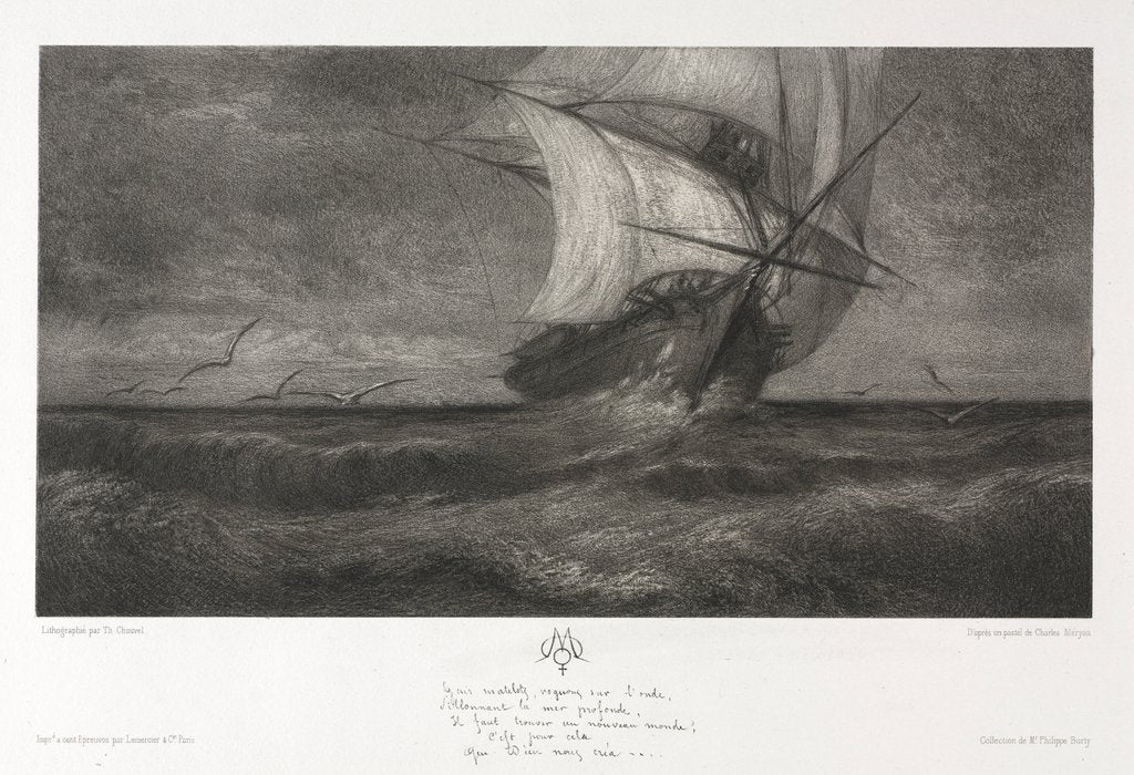 Detail of The Phantom Ship, or On the Waves, 1872 by Theophile Narcisse Chauvel