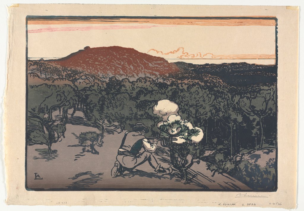 Detail of The Poacher, Dunes of Saint Jean de Mont, 1901 by Auguste Louis Lepère