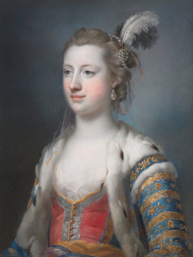 Detail of The Right Honorable Lady Mary Radcliffe, Wife of Francis Eyre, Esq., 1755 by Francis Cotes