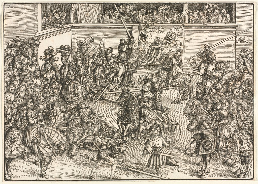 Detail of The Second Tournament with the Tapestry of Sampson and the Lion, 1509 by Lucas Cranach