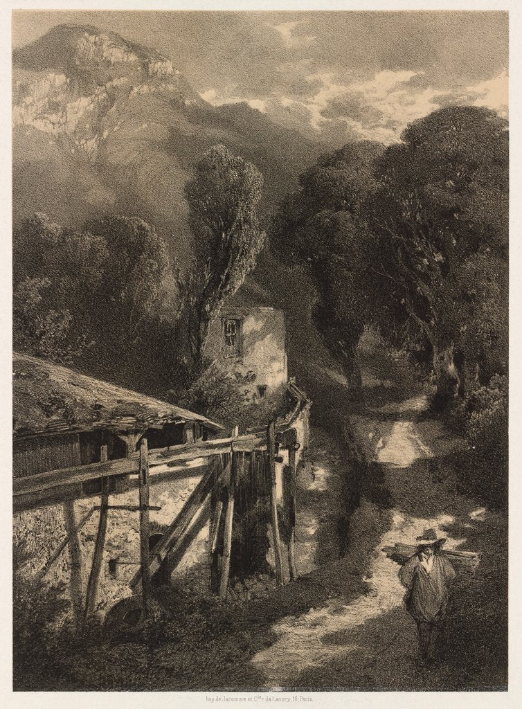 Detail of The Simplon Road, Meillerie, France by Alexandre Calame