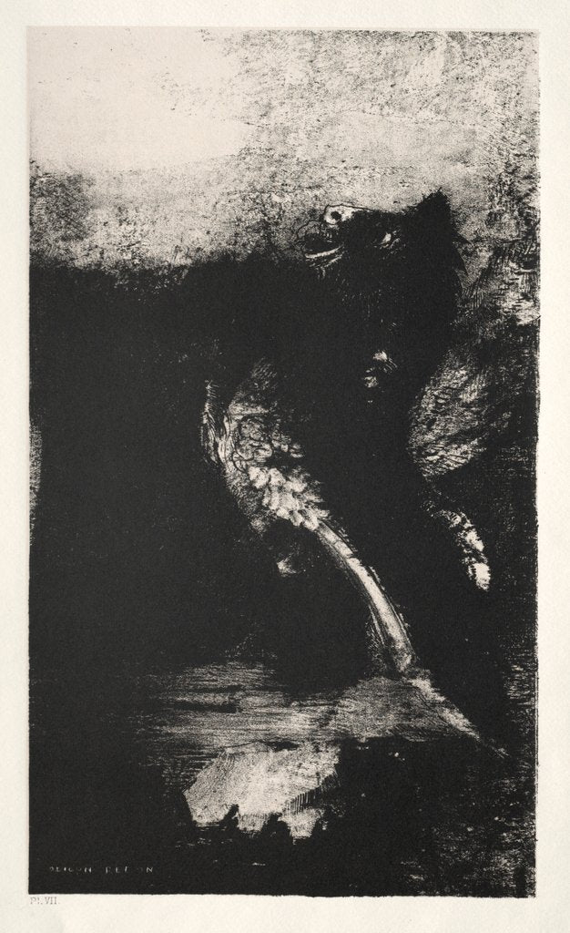 Detail of The Temptation of Saint Anthony: The Chimera with Green Eyes Turns, Bays, 1888 by Odilon Redon; Becquet; Edmond Deman