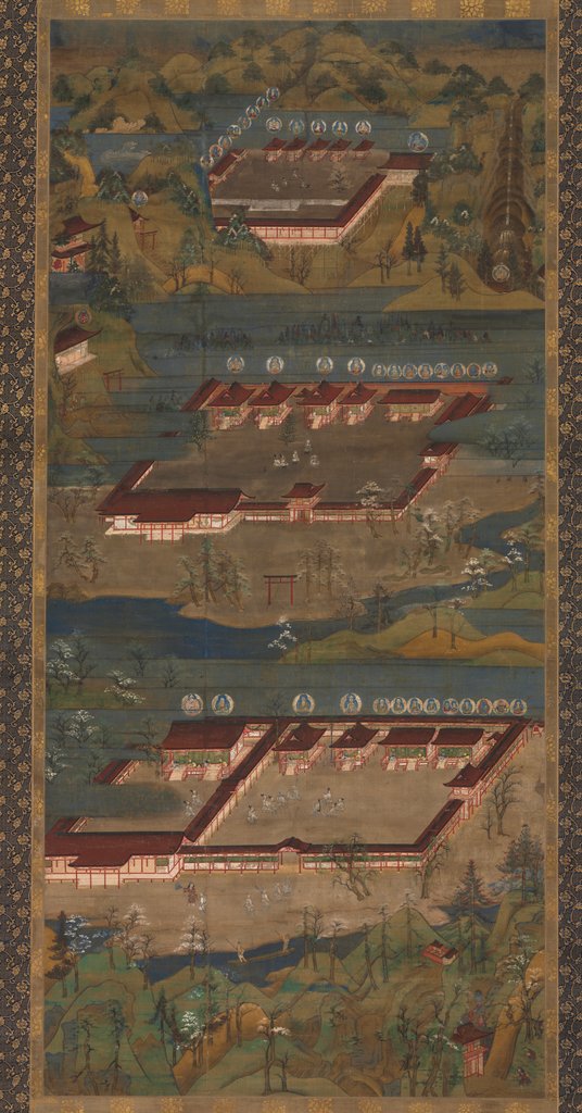 Detail of The Three Sacred Shrines at Kumano: Kumano Mandala, c. 1300 by Unknown