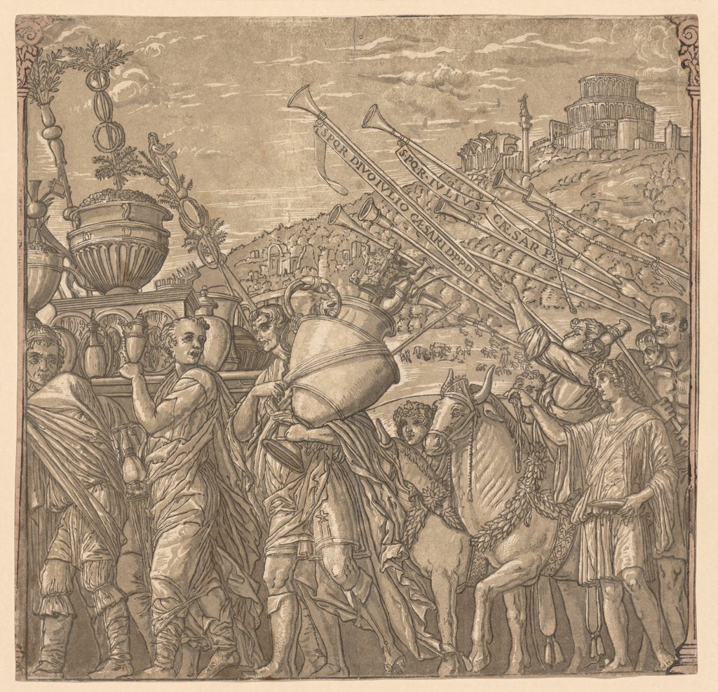 The Triumph of Julius Caesar: Soldiers Carrying Vases, 1593-99 by Andrea Andreani