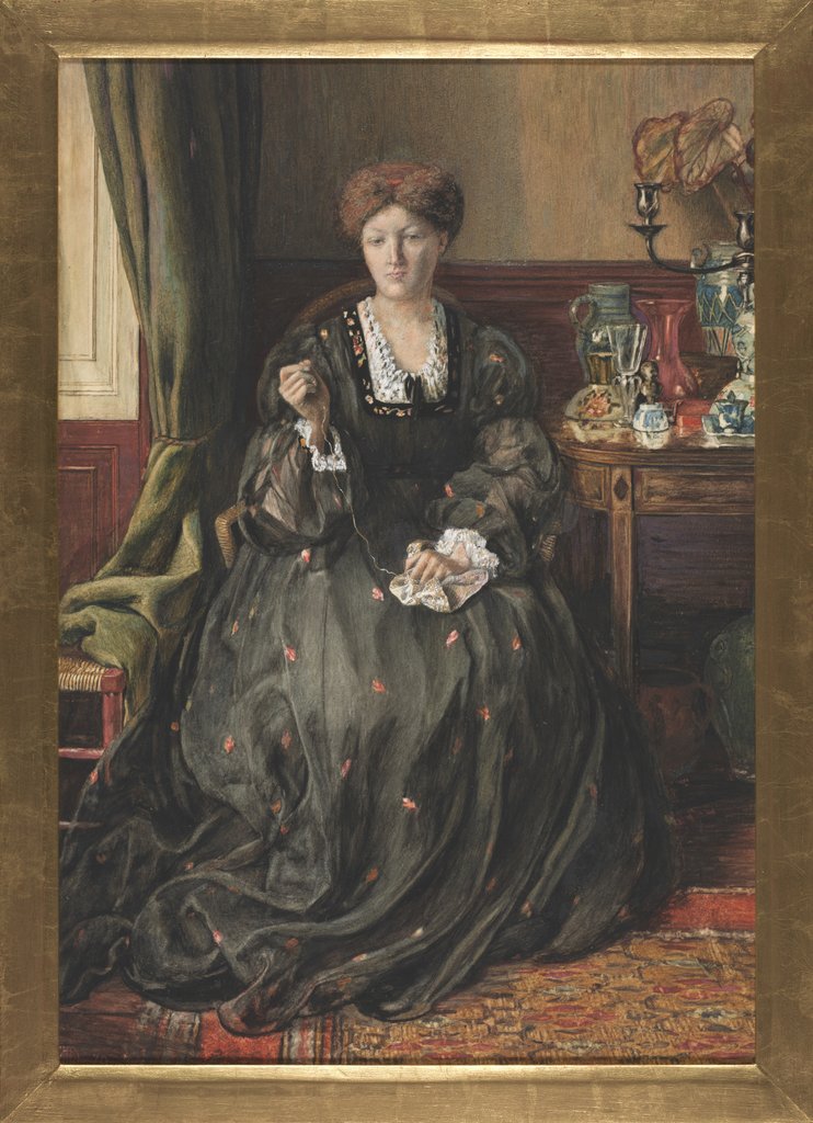 Detail of Thinking, Portrait of Emma Madox Brown, c. 1870 by Catherine Madox Brown