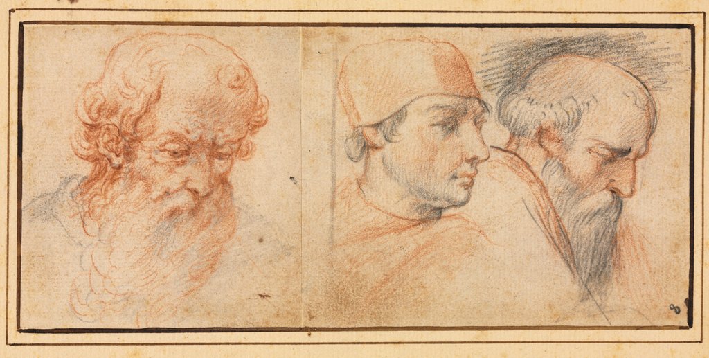 Detail of Three Head Studies, 1600s by Unknown