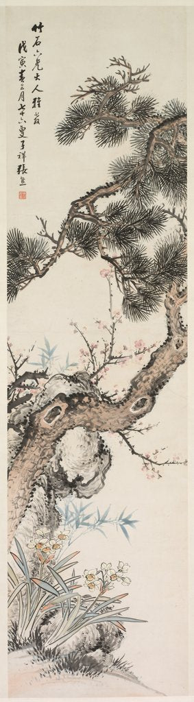 Detail of Three Purities, 1800s by Zhang Xiong