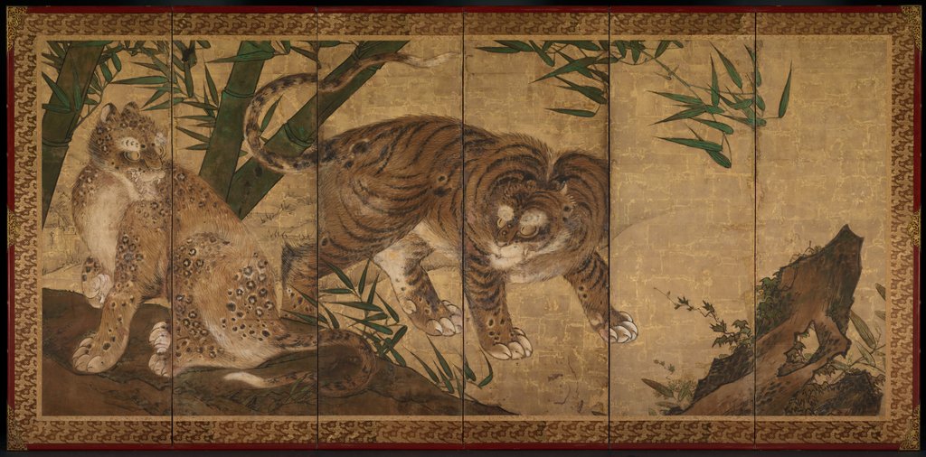 Detail of Tiger and Leopard, 1668 by Sekkei Yamaguchi