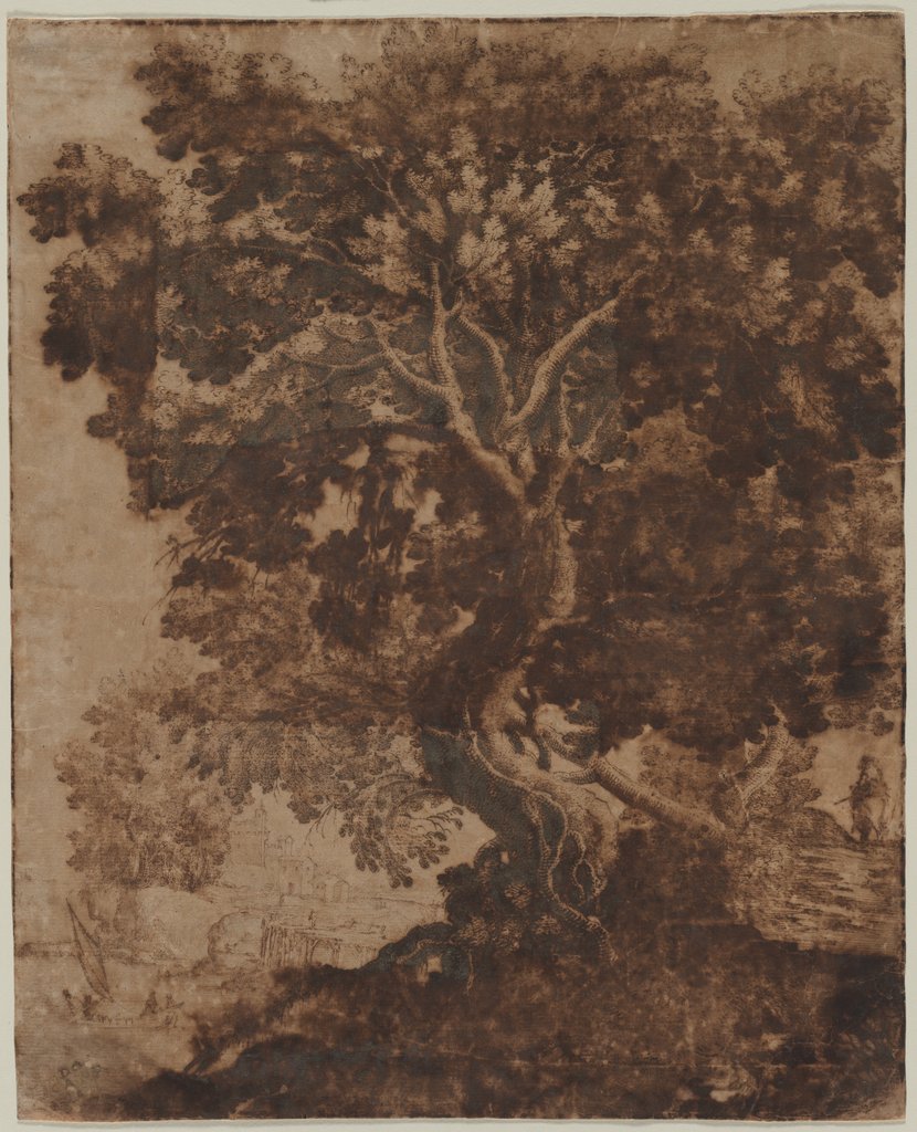 Detail of Tree in a Landscape, mid 17th century by Ercole Bazicaluva