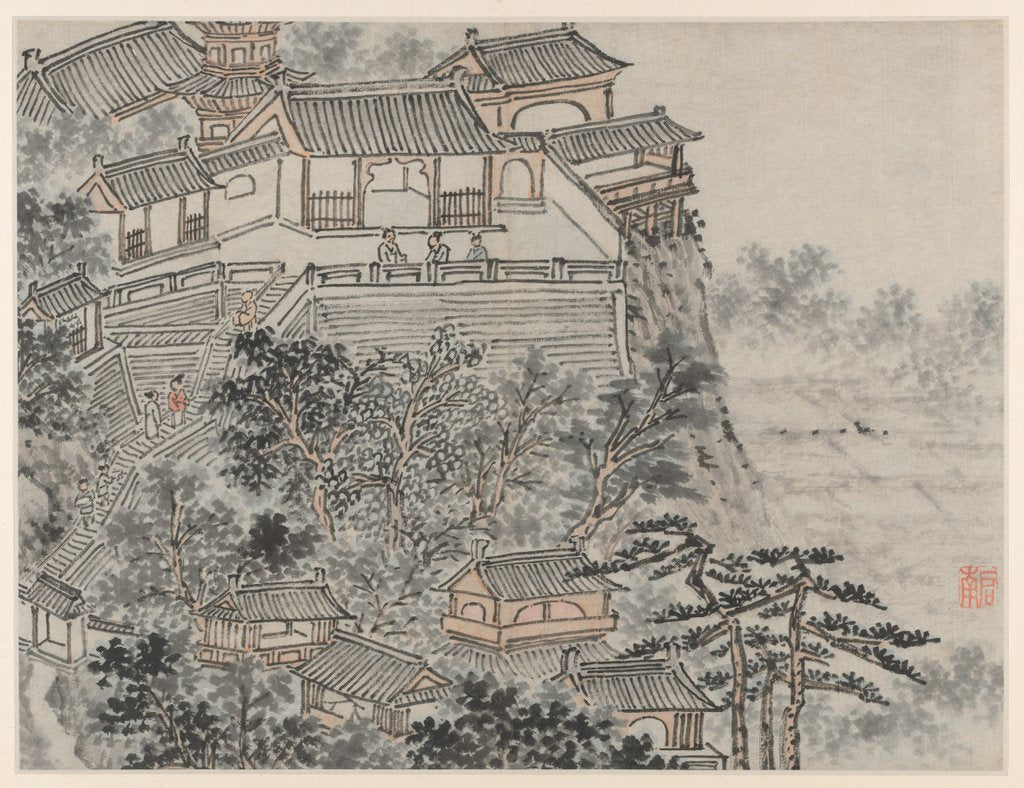 Detail of Twelve Views of Tiger Hill, Suzhou: The Five Sages Terrace, after 1490 by Shen Zhou