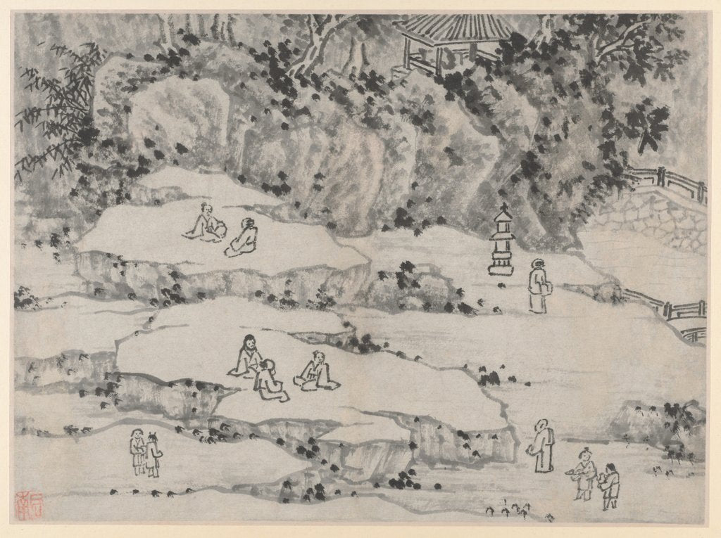 Detail of Twelve Views of Tiger Hill, Suzhou: The Nodding Stone Terrace, Tiger Hill…, after 1490 by Shen Zhou