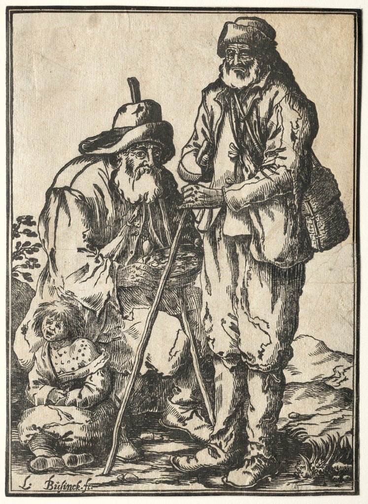 Detail of Two Beggars and Leprous Child by Ludolph Büsinck