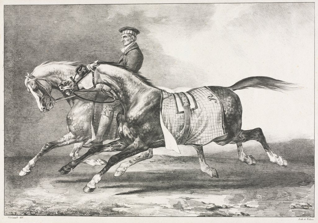 Detail of Two Dappled Horses Exercising, 1822 by Théodore Géricault