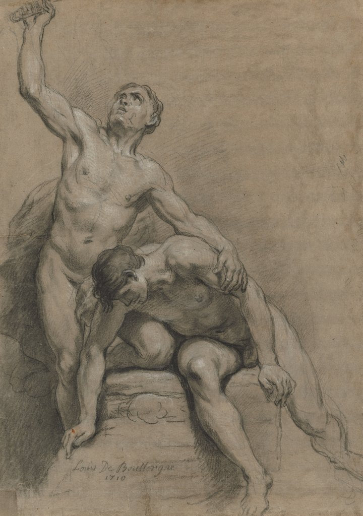 Detail of Two Male Nudes, 1710 by Louis de Boullogne