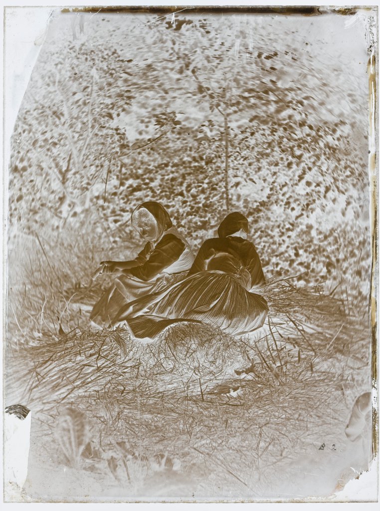 Detail of Two Peasant Girls Seated, 1870s by Auguste Giraudon's Artist