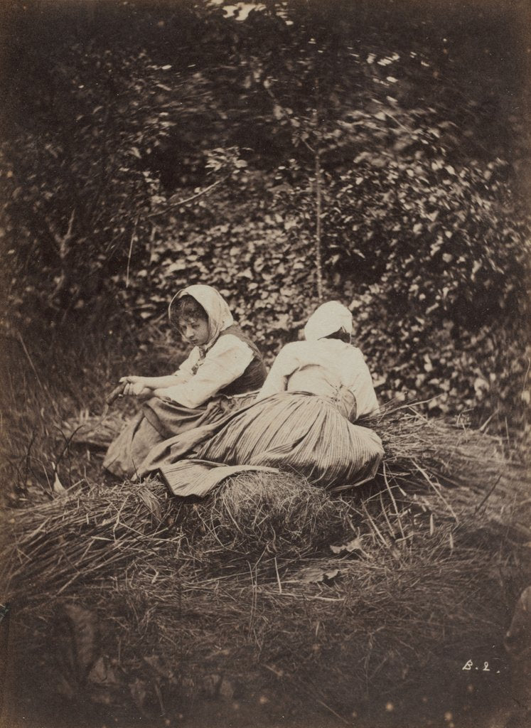 Detail of Two Peasant Girls Seated, 1870s by Auguste Giraudon's Artist