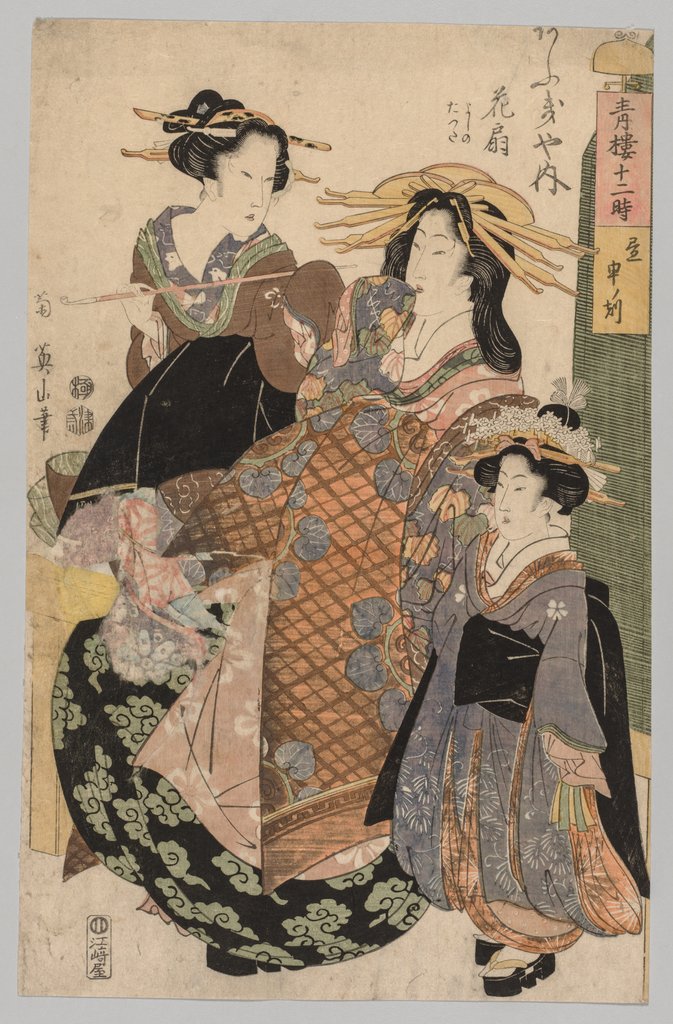 Detail of Two Women and a Girl, 1800-1829 by Kikugawa Eizan