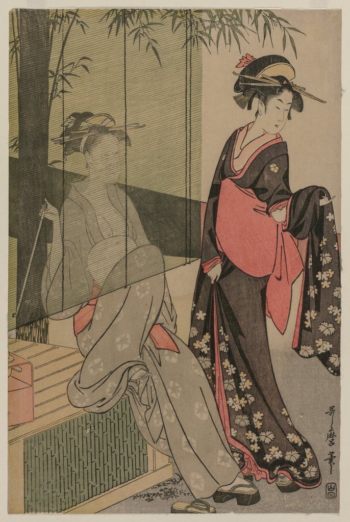 Detail of Two Women by a Bamboo Blind, c. 1797 or 1798 by Kitagawa Utamaro
