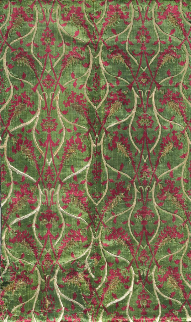 Detail of Two-colour Velvet with Gold in a Double Curved Lattice Pattern, 1450-1500 by Unknown