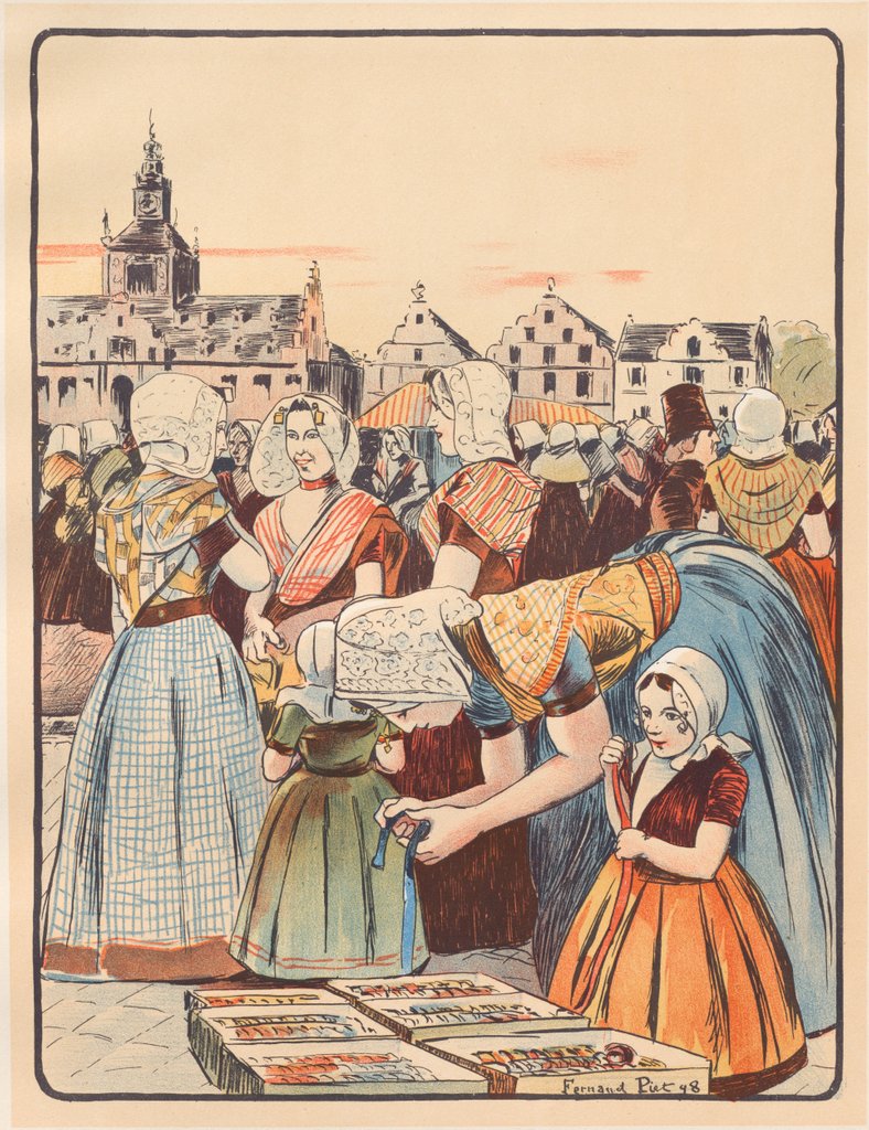 Detail of Un Marché en Zélande, 1898 by Fernand Piet