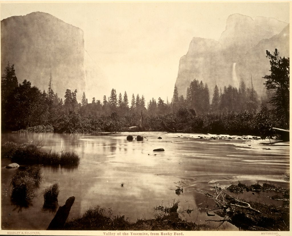 Detail of Valley of the Yosemite, from Rocky Ford, 1872 by Eadweard J. Muybridge; Bradley & Rulofson