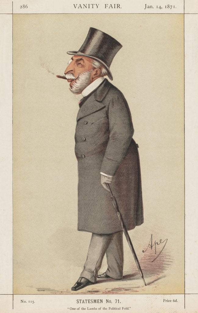 Detail of Vanity Fair: Statesman, No. 71 'One of the Lambs of the Political Fold', 1871 by Carlo Pellegrini