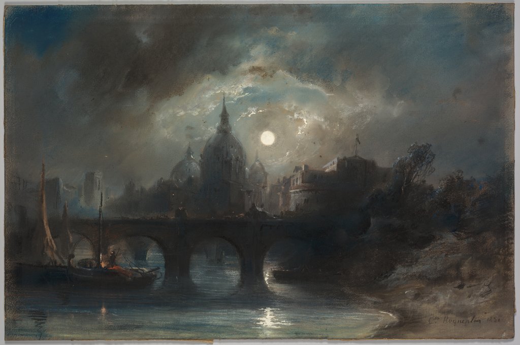 Detail of View of a City at Night, 1831 by Camille Roqueplan