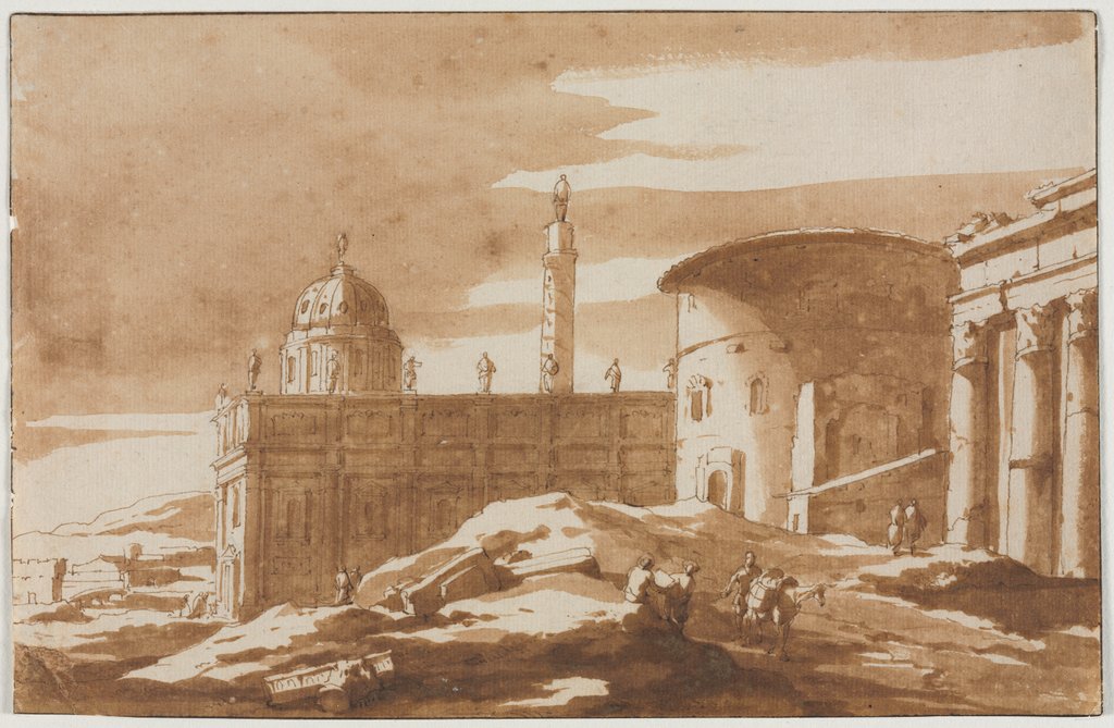 Detail of View of Ancient Buildings, second half 17th century by Jacob van der Ulft