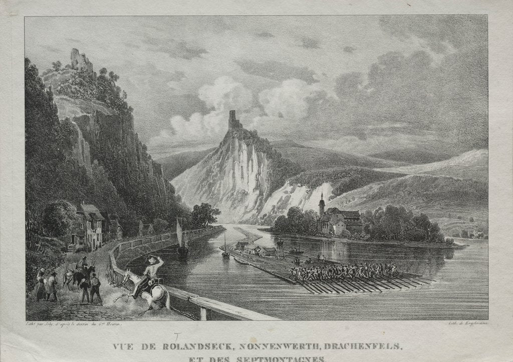 Detail of View of Rolandseck, Nonnenwerth, Drachenfels and Siebenbirge by Jules Jean-Baptiste de Joly