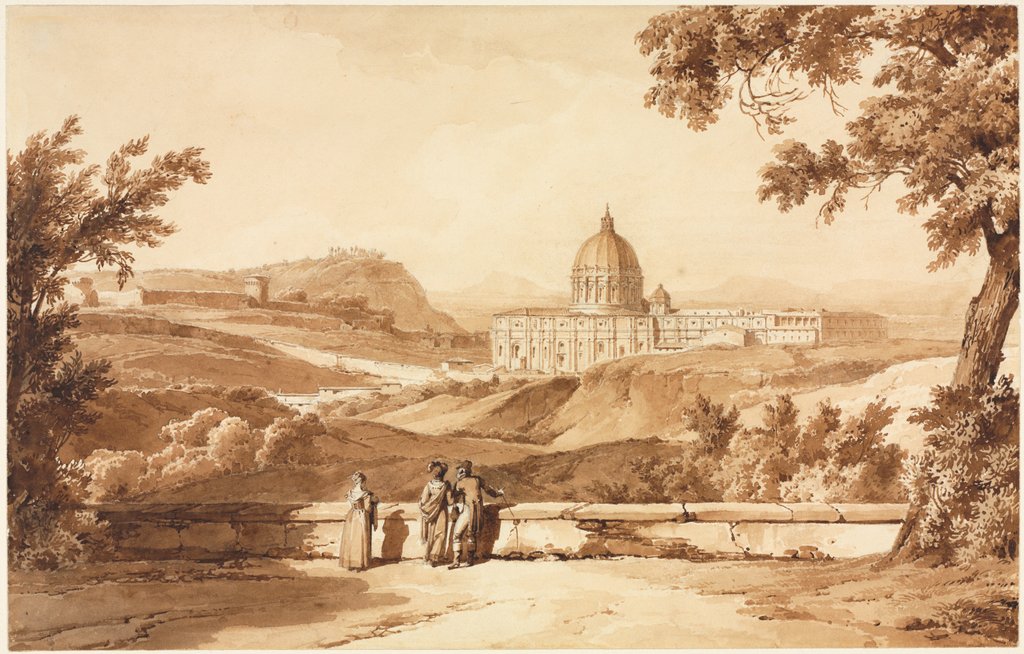 Detail of View of St. Peters, Rome, c. 1817-1820 by Achille Etna Michallon