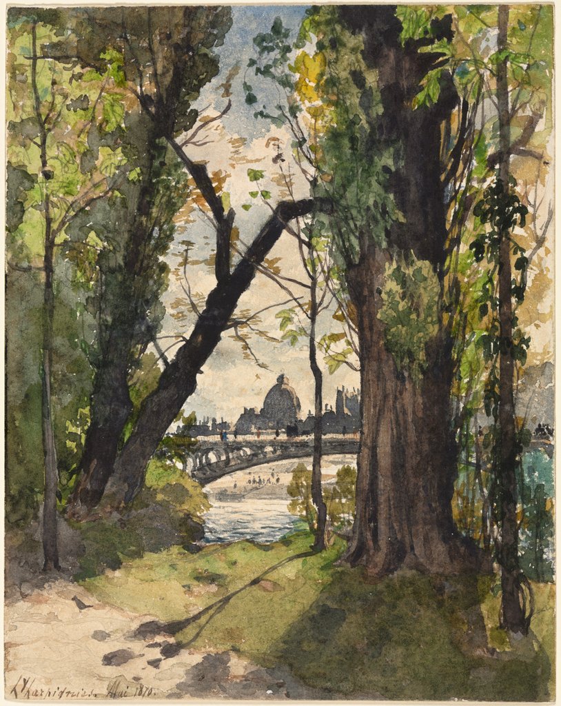 Detail of View of the Institut de France from the Foot of the Pont Royal, 1870 by Henri Joseph Harpignies