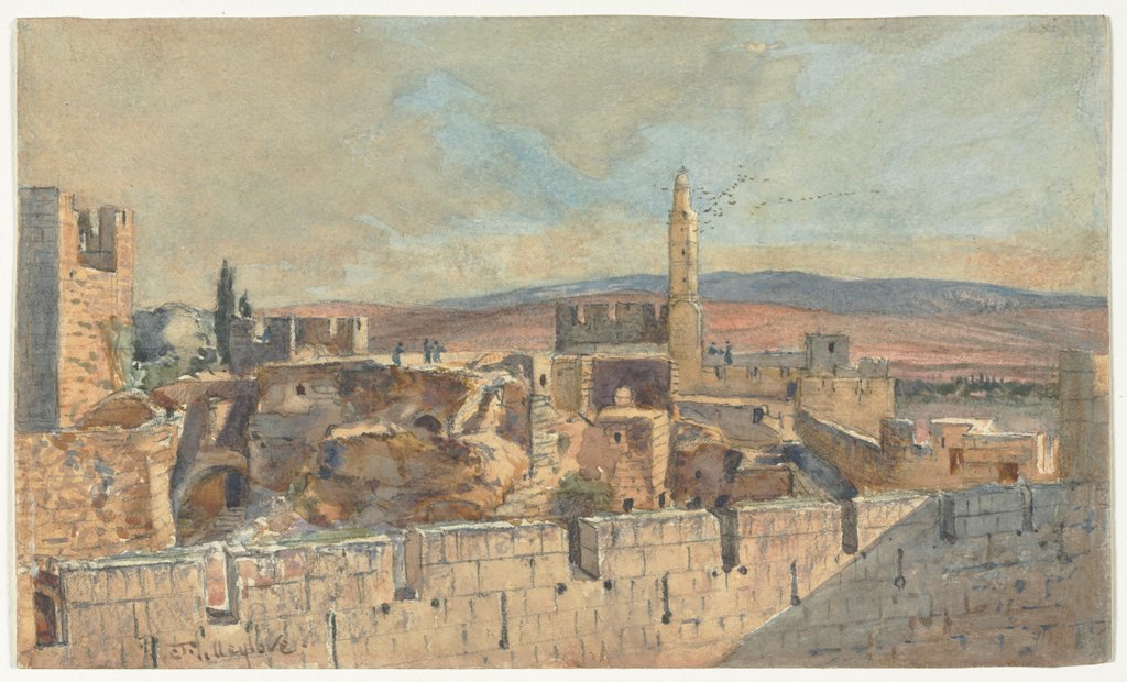 Detail of View of the Old City of Jerusalem, 2nd half 1800s by John Fullylove